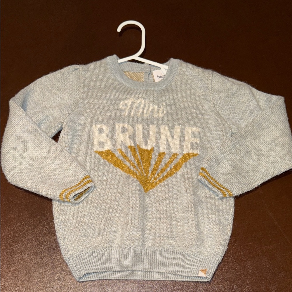 Blume Light grey  'Mini BRUNE' Knit Sweater with Mustard Accents